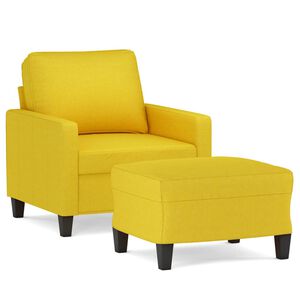 vidaXL Fotel z podn&oacute;żkiem, jasnoż&oacute;łty, 60 cm, tkanina