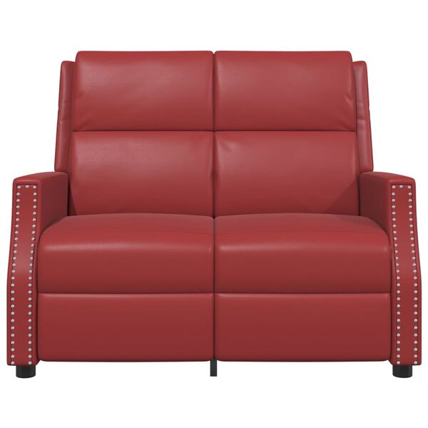 vidaXL 2-osobowa sofa, rozkładana, winna czerwień, sztuczna sk&oacute;ra
