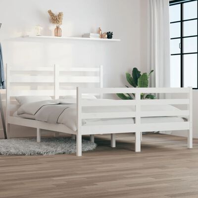 vidaXL Rama łóżka, lite drewno sosnowe, 160 x 200 cm, biała