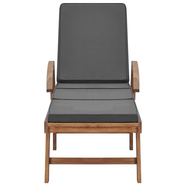 vidaXL Leżaki z poduszkami, 2 szt., lite drewno tekowe, ciemnoszare