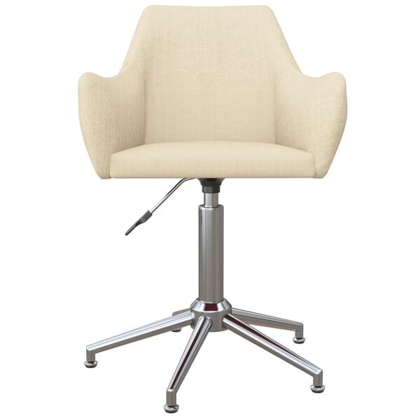 vidaXL Obrotowe krzesło stołowe, kremowe, obite tkaniną