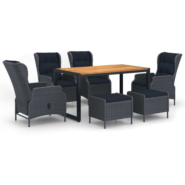 vidaXL 7-częściowy zestaw mebli ogrodowych, ciemnoszary