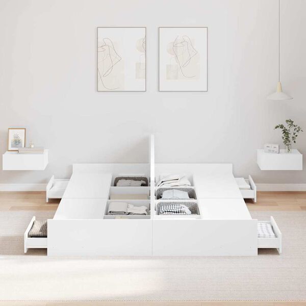 vidaXL Rama ł&oacute;żka z miejscem na przechowywanie Biały 160 x 200 cm