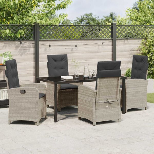 vidaXL Zestaw do jadalni w ogrodzie 5 pcs Jasnoszary polirattan