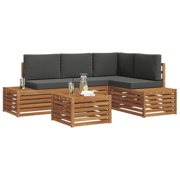 vidaXL Zestaw sof na zewnątrz 5 Sztuka Naturalny i Antracytowy