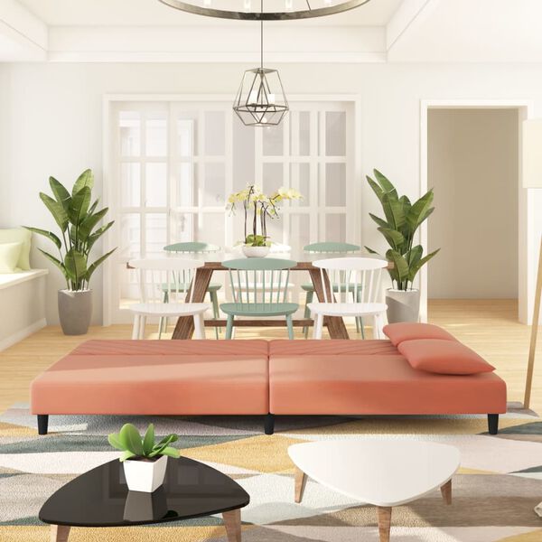 vidaXL 2-osobowa kanapa, 2 poduszki, r&oacute;żowa, aksamitna