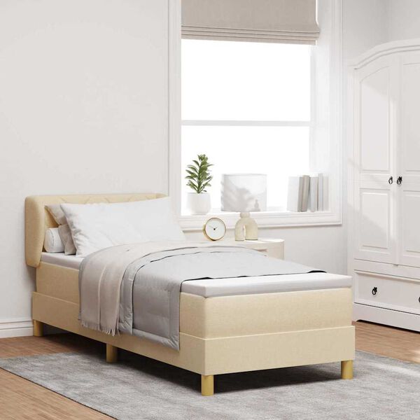 vidaXL Ł&oacute;żko sprężynowe z materacem Kremowy 80 x 200 cm tkanina