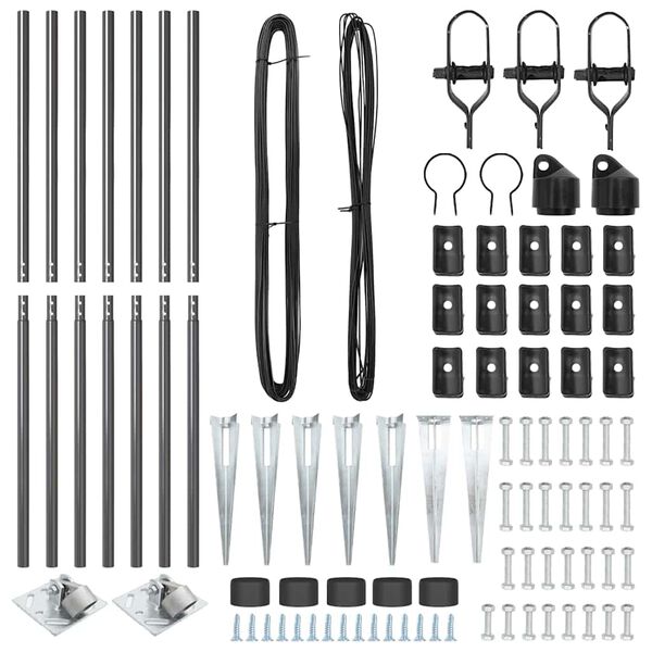 vidaXL Słupek ogrodzeniowy. 7 pcs Szary Stal