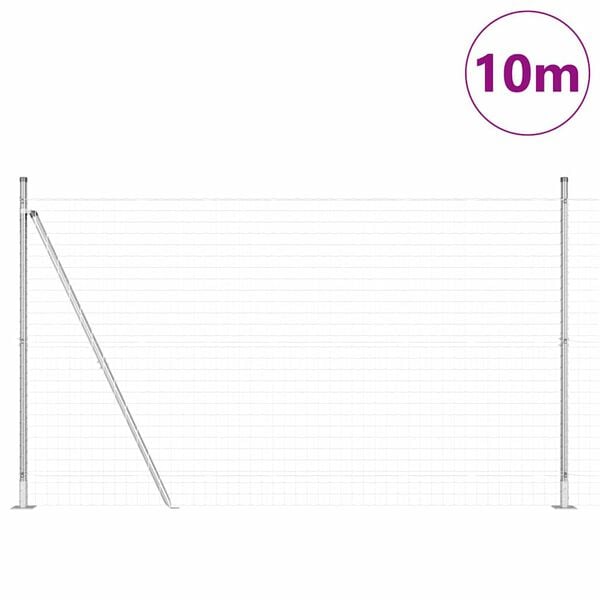 vidaXL Ogrodzenie z słupkami Srebrny 1.5 x 10 m Stal