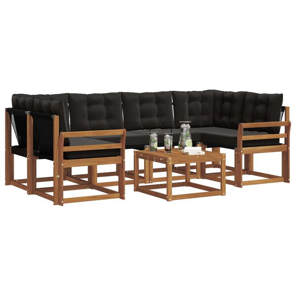 vidaXL Zestaw sof na zewnątrz z poduszką 7 pcs Naturalny i czarny