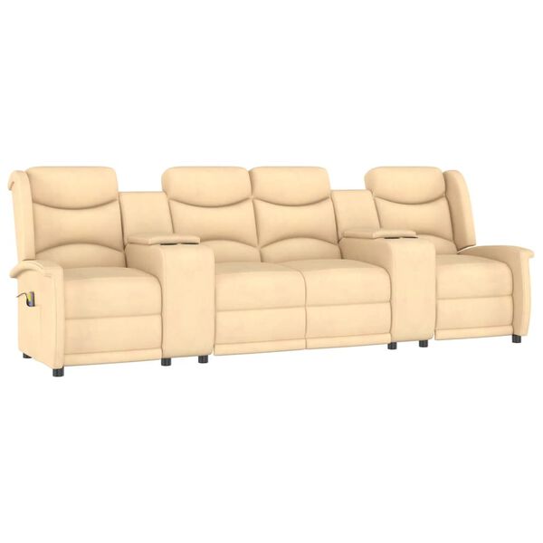 vidaXL Rozkładany fotel masujący z uchwytem, 4-os., kremowy