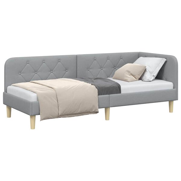 vidaXL Rama ł&oacute;żka narożnego Jasnoszary 80 x 200 cm tkanina