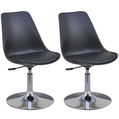 vidaXL Obrotowe krzesła stołowe, 2 szt., czarne, sztuczna skóra