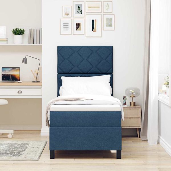 vidaXL Łóżko sprężynowe z materacem Niebieski 80 x 200 cm tkanina