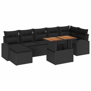 vidaXL Zestaw Sof na Ogr&oacute;d z poduszką 8 pcs Czarny