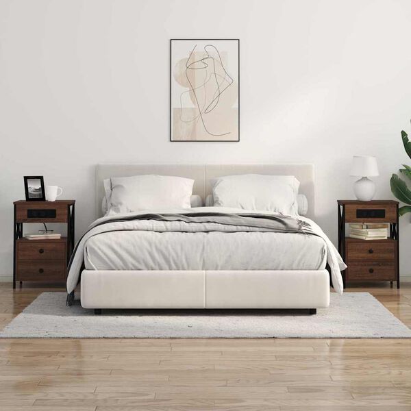 vidaXL Szafka Nocna z szufladą 2 pcs Brązowy dąb 40 x 31 x 60 cm