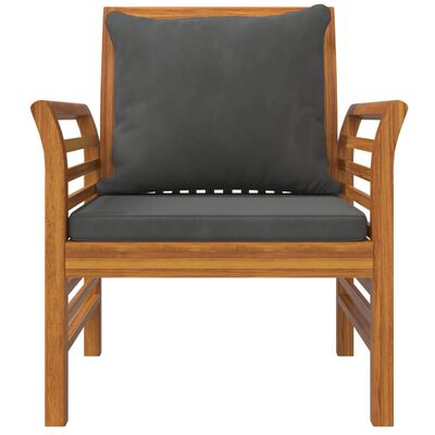 vidaXL Fotele z ciemnoszarymi poduszkami, 2 szt., lite drewno akacjowe