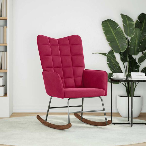 vidaXL Fotel bujany, winna czerwień, tapicerowany aksamitem