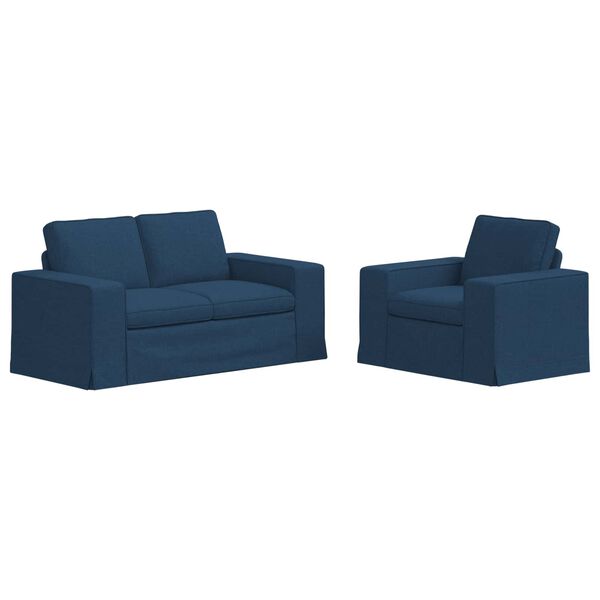vidaXL Sofa 2 pcs Niebieski 182 x 80 x 82 cm tkanina