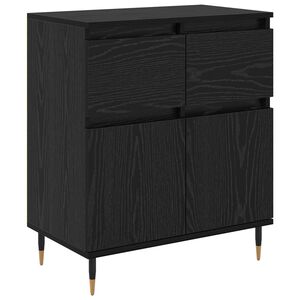 vidaXL Bufet Czarny Dąb 60 x 35 x 70 cm Drewno inżynieryjne i żelazo