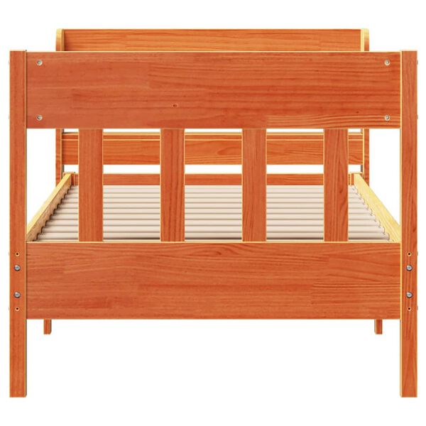 vidaXL Rama łóżka bez materaca, woskowy brąz, 75x190 cm, sosnowa