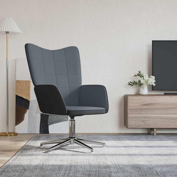 vidaXL Fotel ciemnoszary, aksamit i PVC