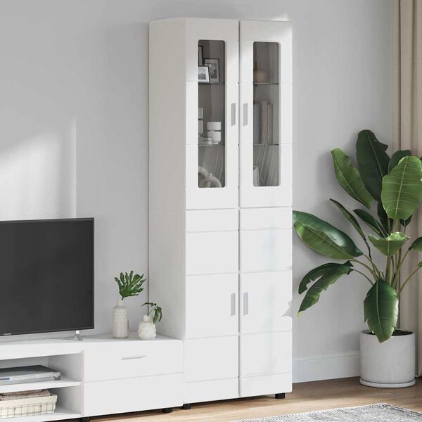 vidaXL Highboard FLORIN Biały 60 x 35 x 182 cm Materiał drewnopochodny