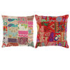 vidaXL Poduszki patchworkowe, 2 szt., 45 x 45 cm, czerwona i beżowa