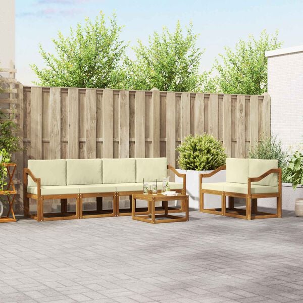 vidaXL Zestaw sof na zewnątrz z poduszką 7 pcs Naturalny i Kremowy