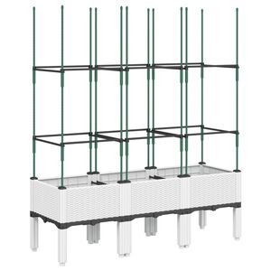 vidaXL Donica ogrodowa z kratką, biała, 120x40x142,5 cm, PP