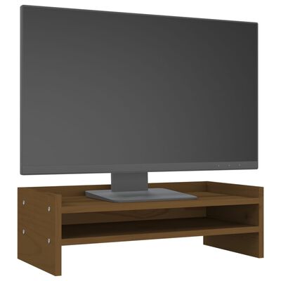 vidaXL Podstawka na monitor, miodowy brąz, 50x24x16 cm, lita sosna