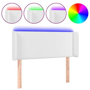 vidaXL Zagł&oacute;wek do ł&oacute;żka z LED, biały, 103x16x78/88 cm, sztuczna sk&oacute;ra