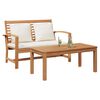 vidaXL ławka z poduszką 2 pcs Brązowy i Kremowy Lite drewno teakowe