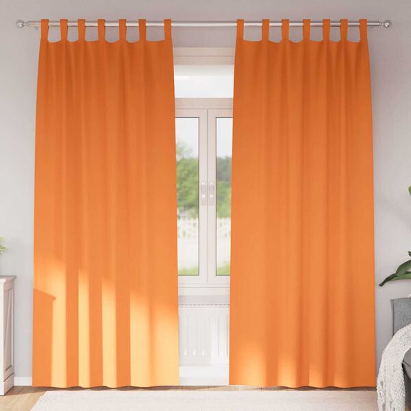 vidaXL Firany blackout z k&oacute;łkami 2 pcs Jasnopomarańczowy 260 x 140 cm