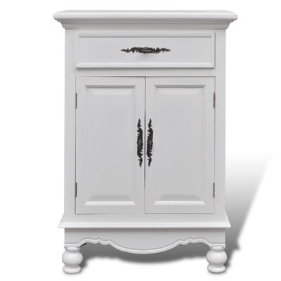 vidaXL Drewniana szafka z 2 drzwiami i 1 szufladą, biała