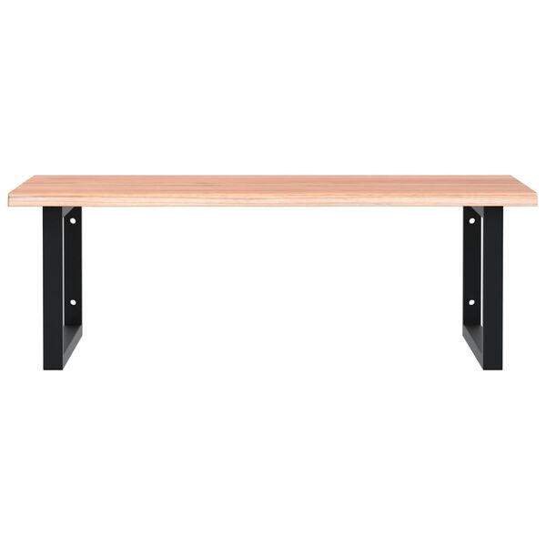 vidaXL P&oacute;łka ścienna pod umywalkę, stal i lite drewno dębowe