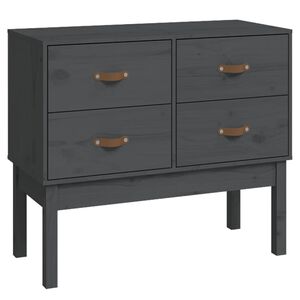 vidaXL Komoda, szara, 90x40x78 cm, lite drewno sosnowe