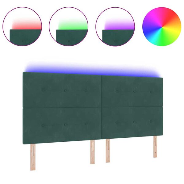 vidaXL Zagł&oacute;wek Ze LED Lights Z zagł&oacute;wkiem Zielony 100 cm Aksamit