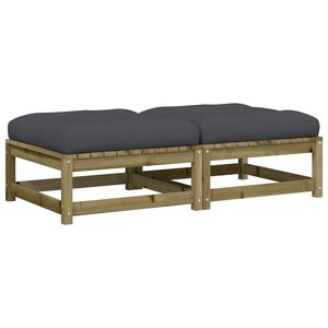 vidaXL Podn&oacute;żki ogrodowe z poduszkami, 2 szt., impregnowana sosna