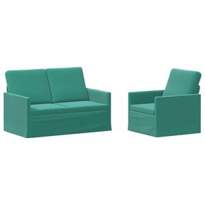 vidaXL Zestaw Sof 2 pcs Turkusowy Welur