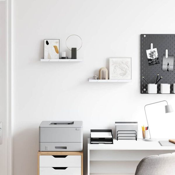 vidaXL P&oacute;łka ścienna z p&oacute;łką 2 pcs Biały marmur 40 x 9 x 3 cm