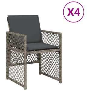 vidaXL Krzesła ogrodowe z poduszkami, 4 szt., szare, polirattan