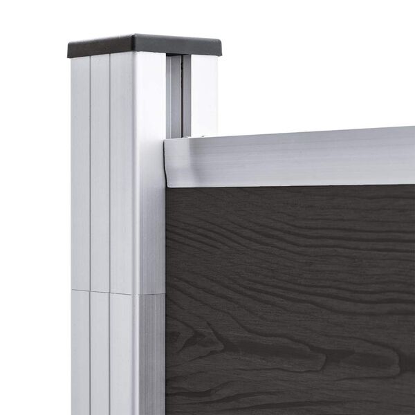 vidaXL Panel ogrodzeniowy, WPC, 175x186 cm, czarny