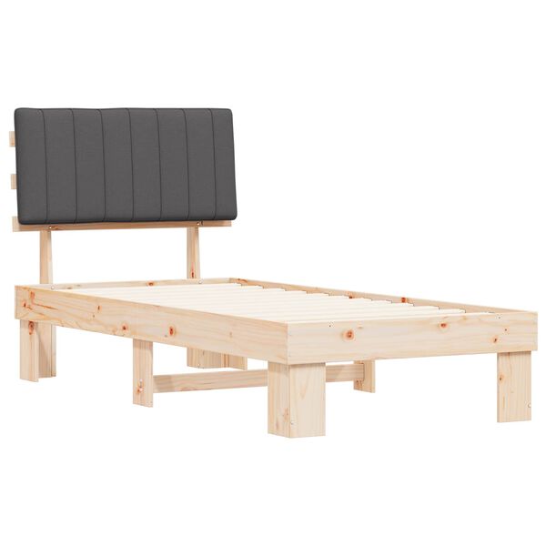 vidaXL Ramka ł&oacute;żka z tapicerowanym wezgłowiem Ciemnoszary 90 x 190 cm