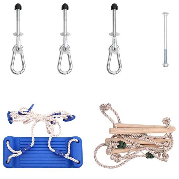 vidaXL Siedzisko huśtawki i drabinka sznurkowa, niebieskie, polietylen