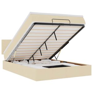 vidaXL Ł&oacute;żko Ottoman z materacem i diodami LED kremowe 140x190 cm
