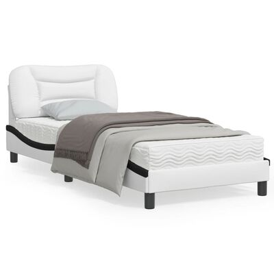 vidaXL Rama łóżka z zagłówkiem, biało-czarna, 80x200 cm, ekoskóra