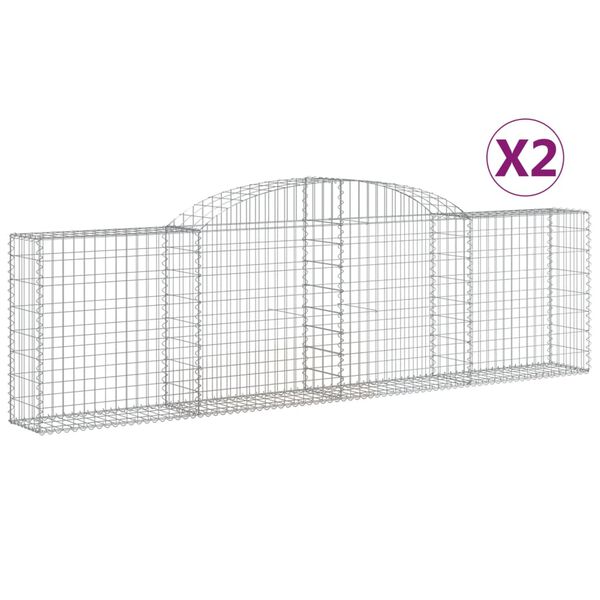 vidaXL Kosze gabionowe, 2 szt., 300x30x80/100 cm, galwanizowane żelazo
