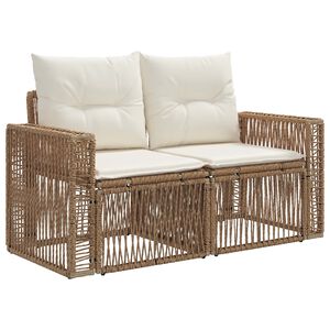 vidaXL Sofa Ogrodowa 2-Liczba miejsc Beżowy polirattan