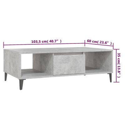 vidaXL Stolik kawowy, szarość betonu, 103,5x60x35 cm, płyta wiórowa